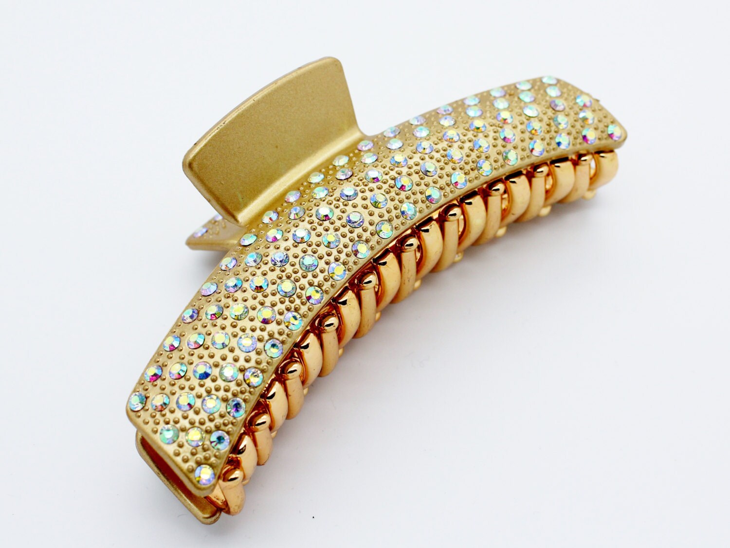 Large Gold Sparkly Multi Silver Diamante Hair Claw Clip by Glimour