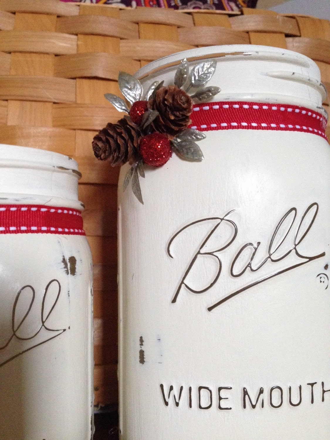 Painted Mason Jars Set Of 2 Christmas Mason By JenmarksCraftyShop   Il Fullxfull.681719724 D93g 