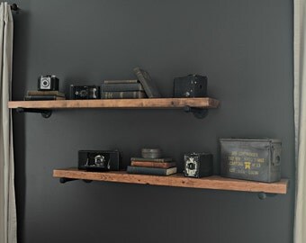 pipe industrial wood rustic shelf shelves floating deep shelving depth extra