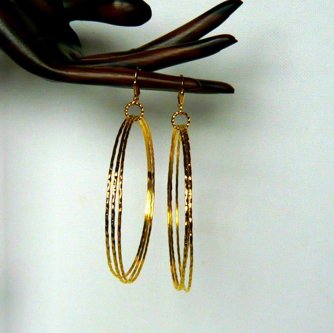 Gold Bangle Trio Hoop Earrings