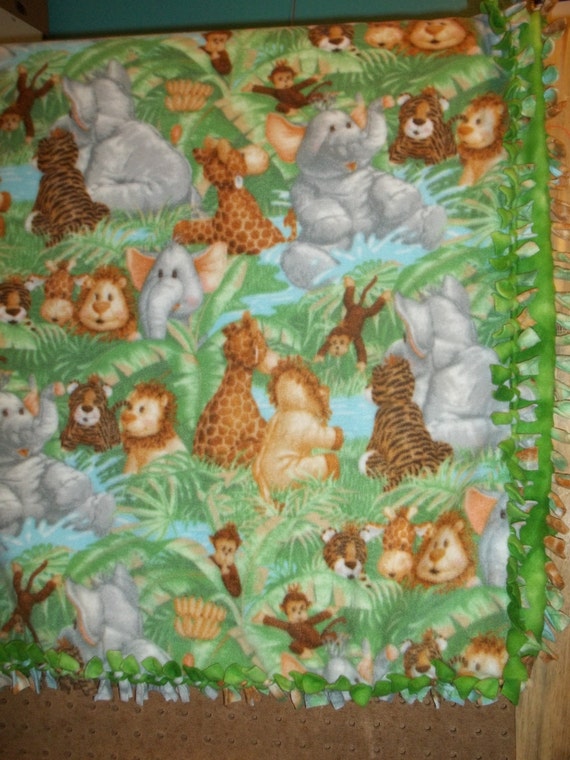 Fleece blanket Jungle Animals by StitchingAFewThreads on Etsy