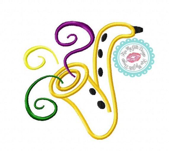 Saxaphone Machine Embroidery Applique Design
