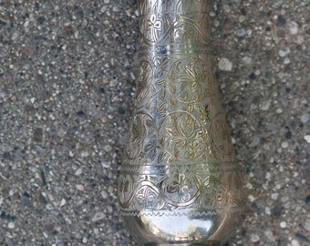 Silver and gold etched vase