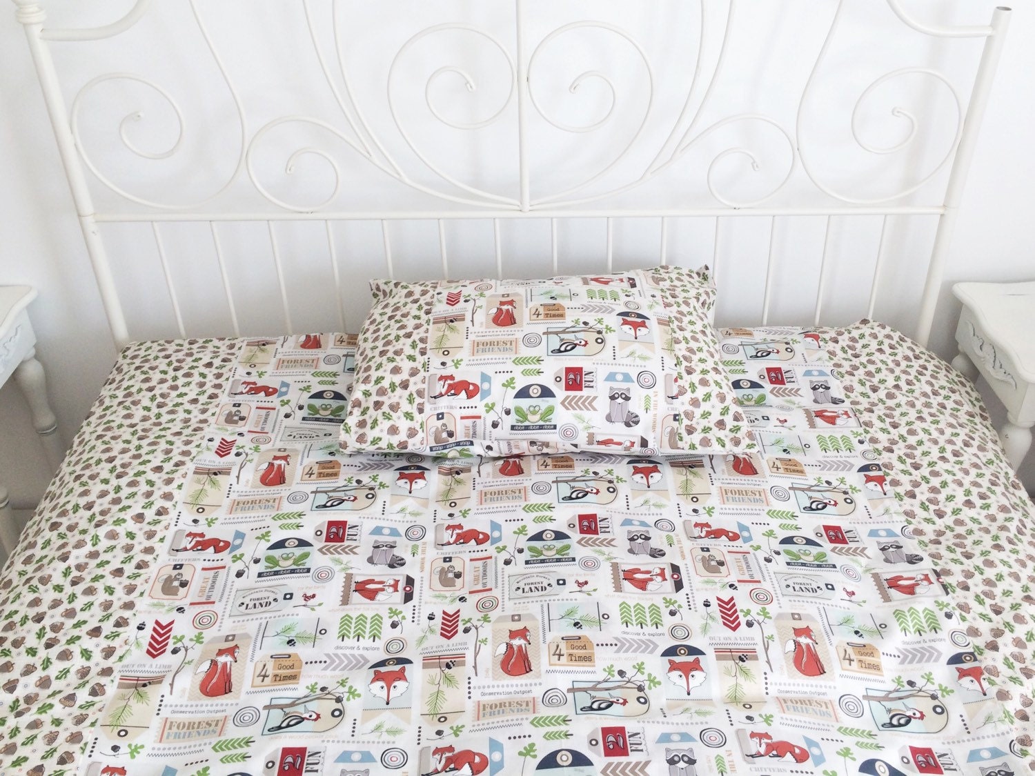 Woodland kids bedding set twin. Duvet cover and pillowcase.