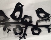 Three little birds on tree branch wall art