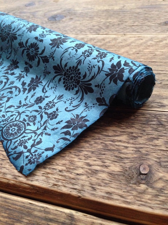 Rustic Floral Wrapping Paper Handmade Lokta Paper Blue