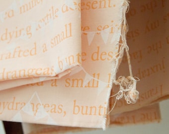 Bunting in Peach : Hand-printed Fabric Panel