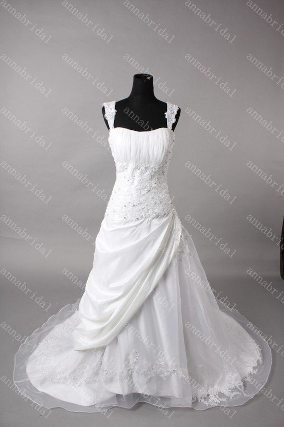 A Line Wedding Dresses Taffeta and Organza Cap by Annabridal