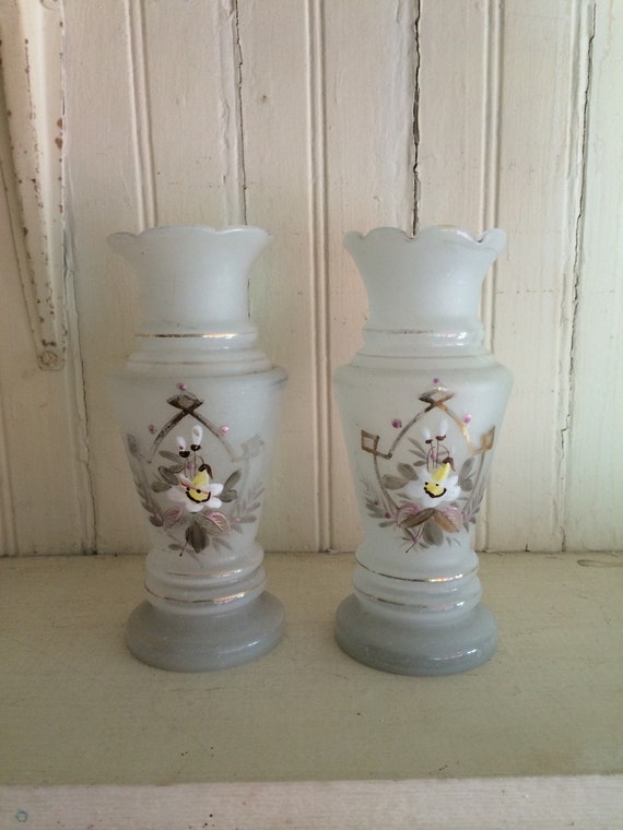 Pair Of Victorian Bristol Glass Vases 0316