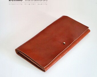Handmade Leather Purse leather clutch leather bag evening bag purse Brown