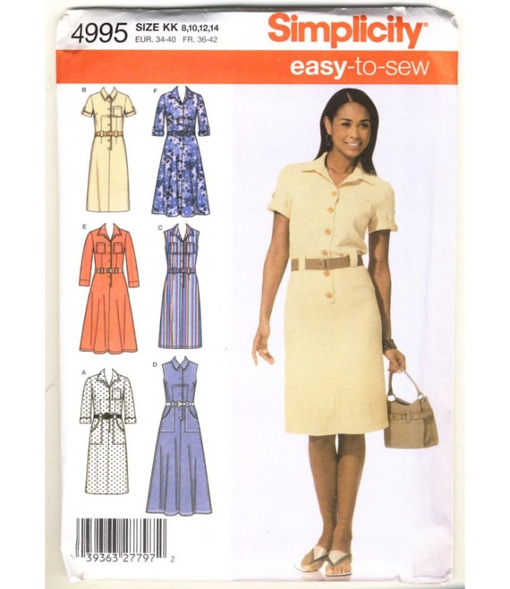 Shirtwaist Dress Pattern Size 8 10 12 14 Simplicity 4995