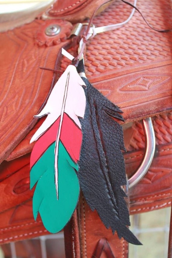 Handmade Leather Feathers hand cut carved and by RhinestoneAnnies