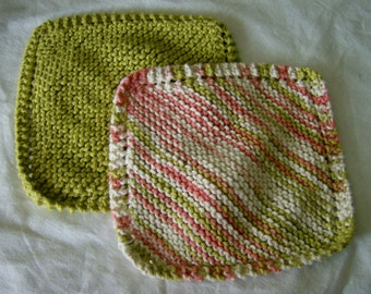 Knit Knitted Dishcloths Dishrags Washcloths 100% Cotton Handmade Cloths