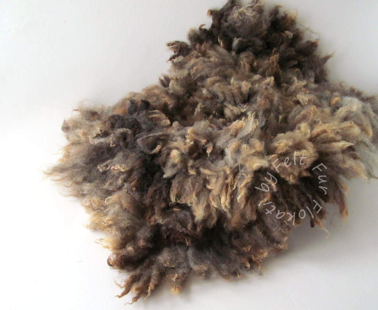 Flokati Large Felt Fur Brown Rug Fluffy Mat Wool Felt by FeltFur