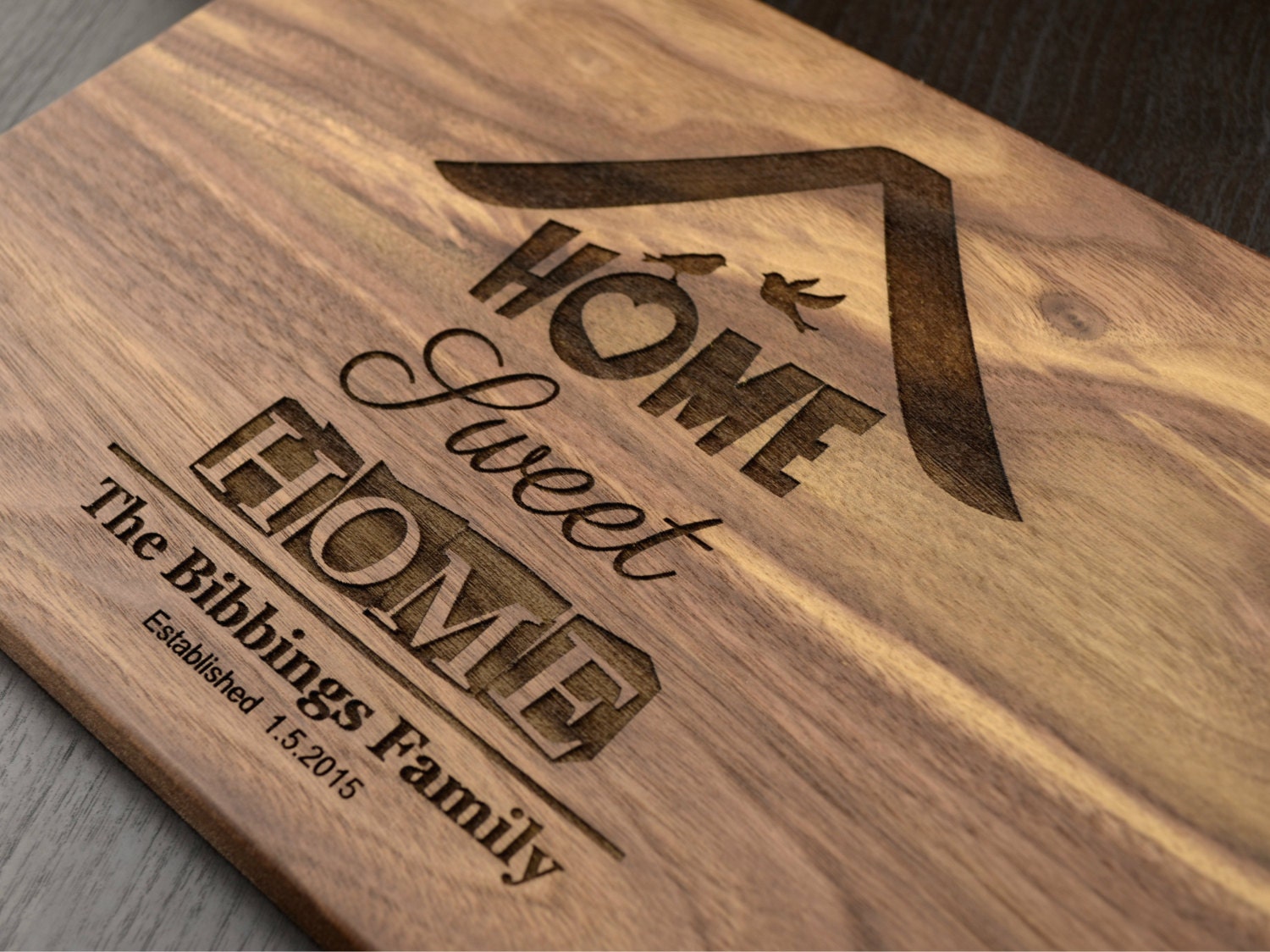 Home Sweet Home Engraved Wood Cutting Board Personalized