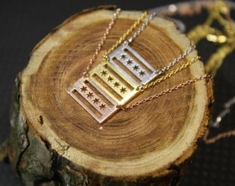 Gold Chicago Flag Necklace