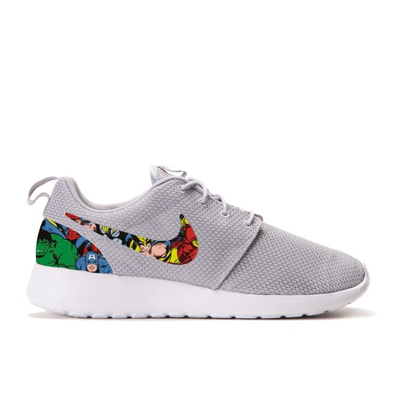 Marvel Avengers Custom Roshe Runs (Hulk, Captain America, Spiderman, Iron Man, Thor) Grey