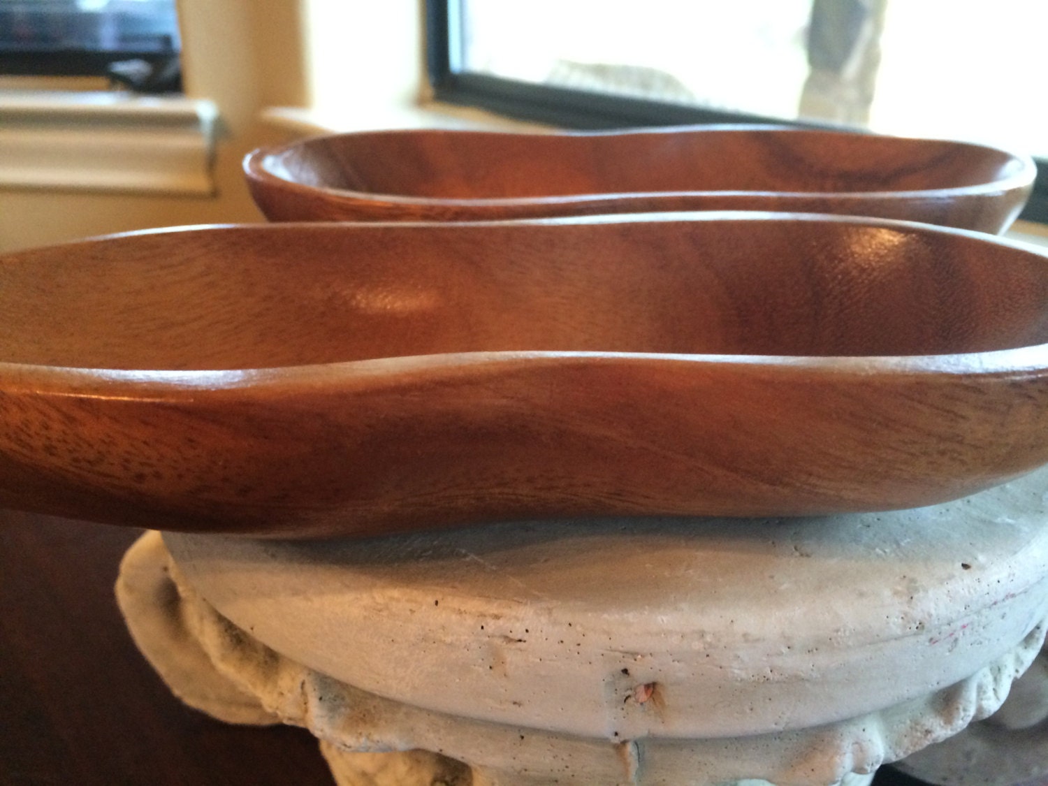 Two vintage monkey pod dishes or trays! Haute Juice