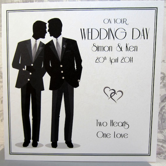 Luxury Handmade Personalised Gay Wedding Card Male By Chichicards