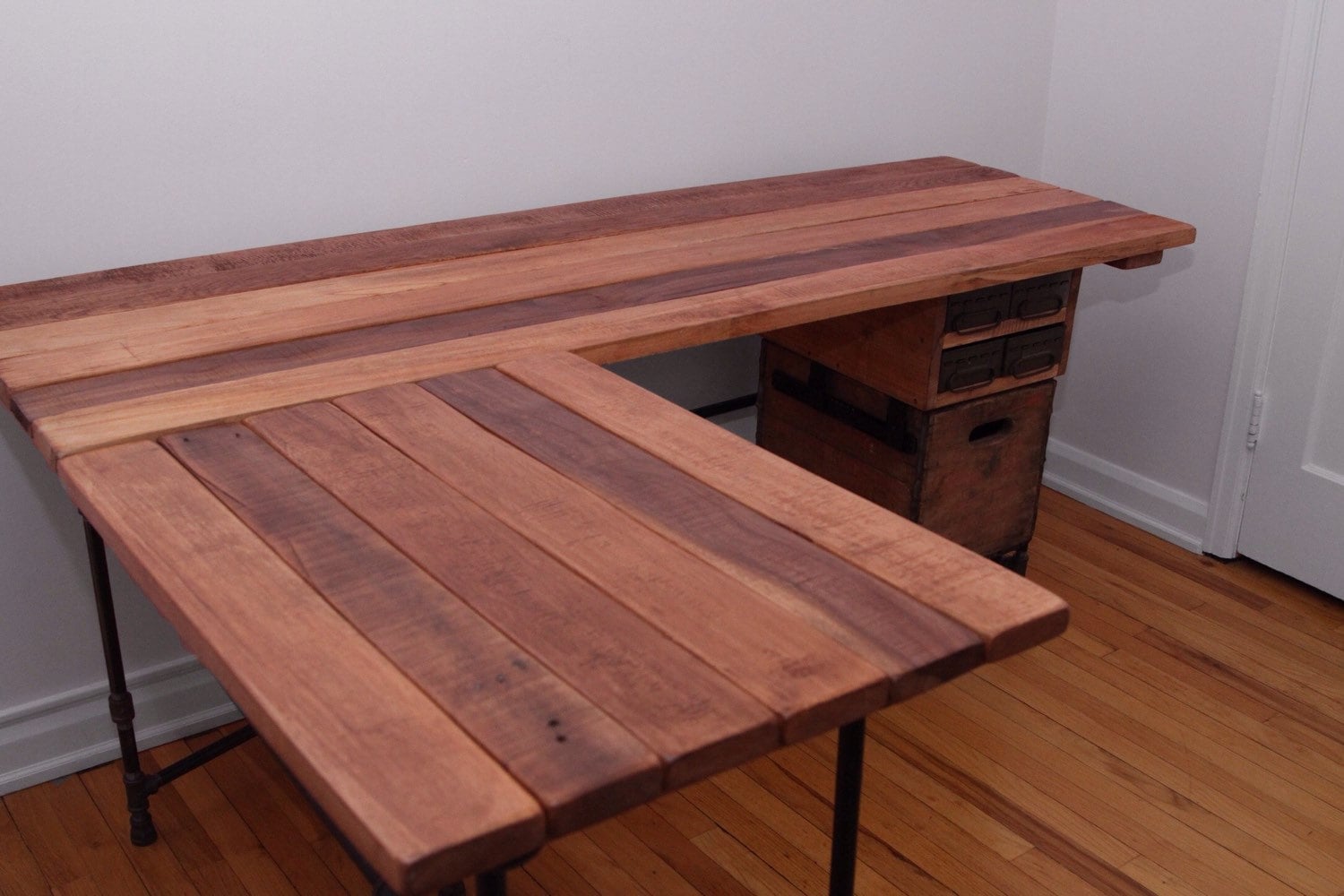 The Elle Desk Reclaimed Wood L Shaped Desk Wood Office Desk