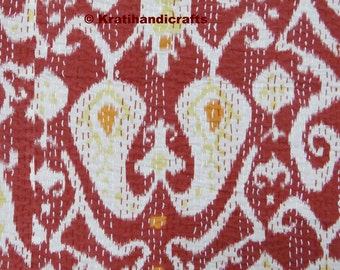 Multi color Paisley ikat king size kantha quilt, Bohemian bedspread ...