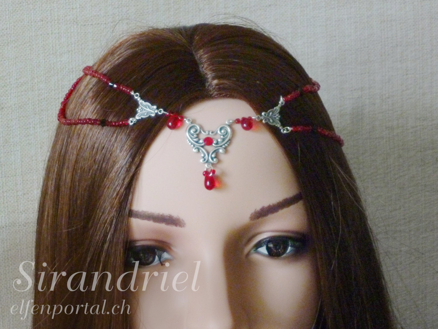 Red forehead jewelry for elves LARP Arwen by elfenportal