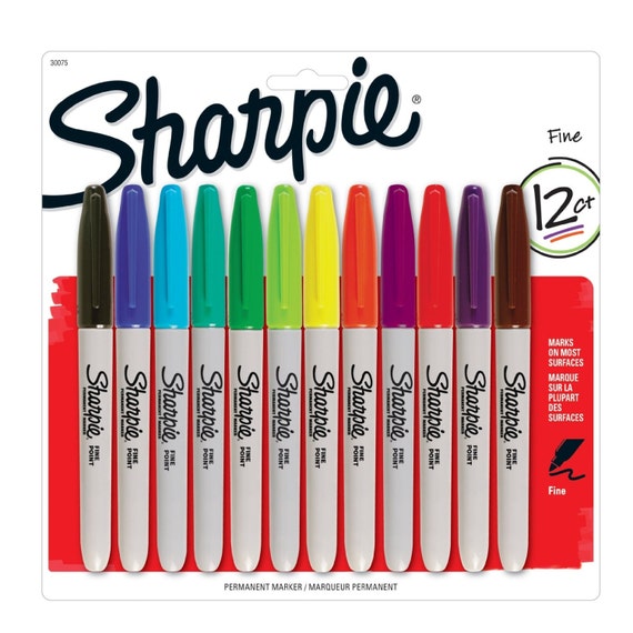 12 Color Sharpie Permanent Markers Fine by HandmadeCraftSupply