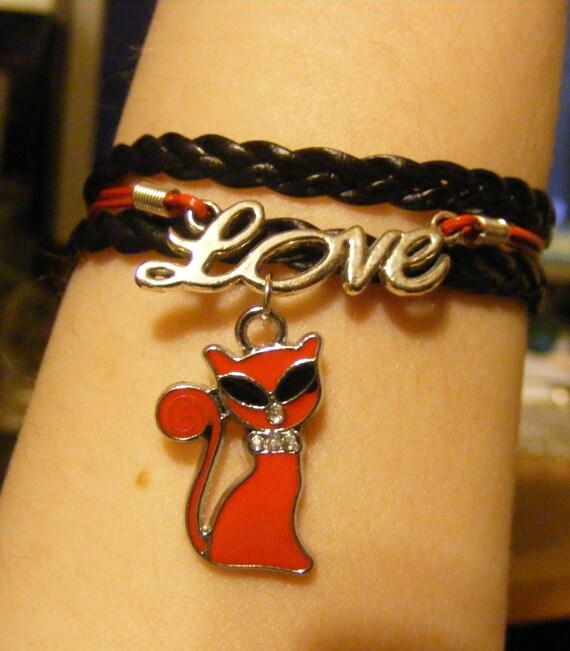 Cat bracelet cat jewelry cat charm bracelet by LJsBraceletBoutique