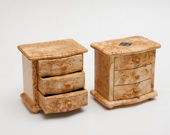Small chest of drawers for jewelry box from karelian birch
