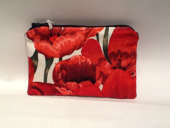 Bright Red Poppy Zip purse