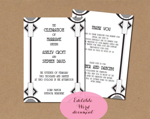 Art Deco Wedding Program Template Free Software And Shareware Helperforyou Deco Wedding Program Template