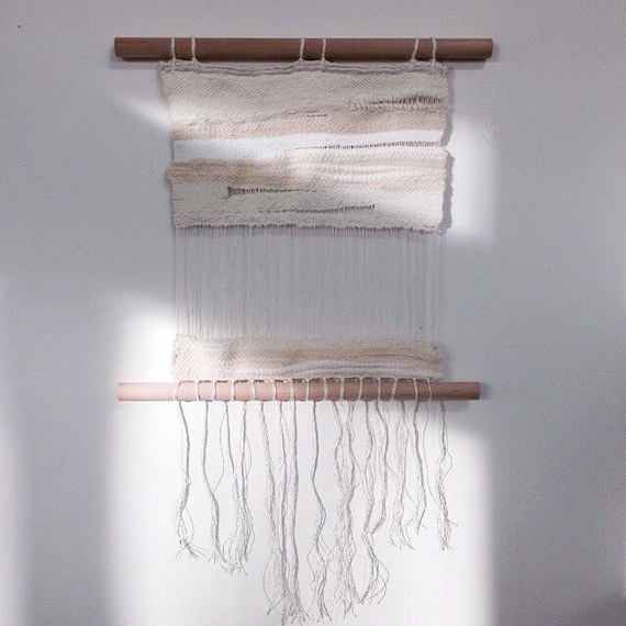 Handwoven White On White Tapestry â Cotton Wall Hangingâ Monochromatic Tapestry â