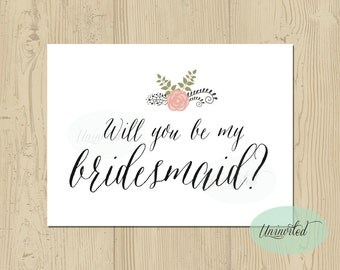 Floral Printable Bridesmaid Invite Instant by GetUninvited