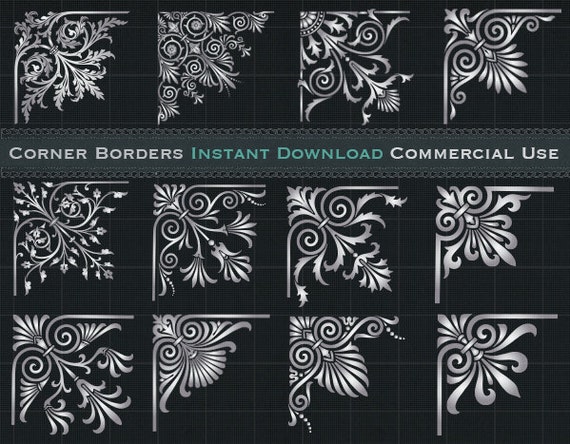 Silver Corner Borders Clip Art Silver Ornate Borders Silver Border Clip ...