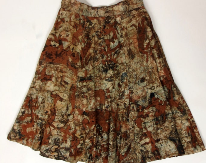 70s Abstract African batik printed cotton skirt