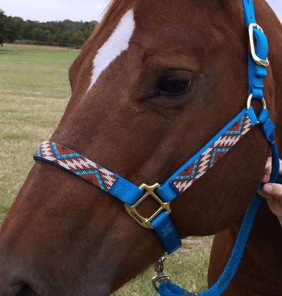 Items similar to AZTEC Hand Beaded Nose Band for Horse Halter on Etsy