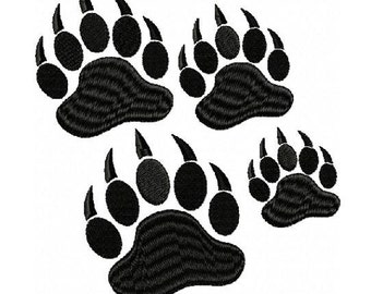 Bear Paw Prints Embroidery Design in 4 Sizes - Instant Download