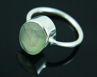 Natural Prehnite Ring, Prehnite Jewelry, Prehnite Ring, Gemstone Ring, 925 Silver Plated, Silver Ring, Gemstone Jewelry