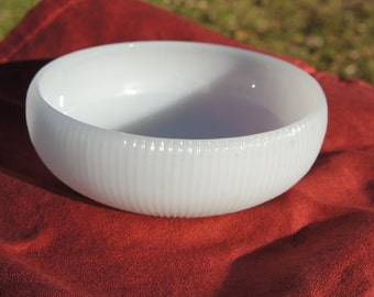Vintage E.O. Brody Co. Milk Glass Ribbed Bowl