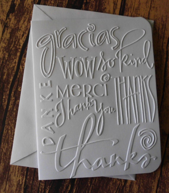 10 Embossed Thank You Cards White Embossed Thank You by WriteCards