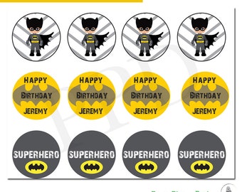 Superhero Bat Boy Cupcake Toppers, Superhero Birthday Party Decorations, Batman Cupcake Topper, Batman Birthday Party Supply, Birthday Party