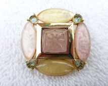 Broche Hibou Liz Claiborne LC - Strass Topaze Et Vert Clair, Occasion