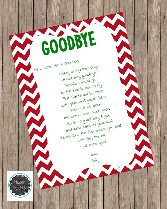 Goodbye Letter From Elf On The Shelf Template