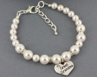 Great Grandma Bracelet, Swarovski Pearl Bracelet Grandma, Pearl Jewelry, Great Grandma Gift, Swarovski Bracelet, Gift from Granddaughter
