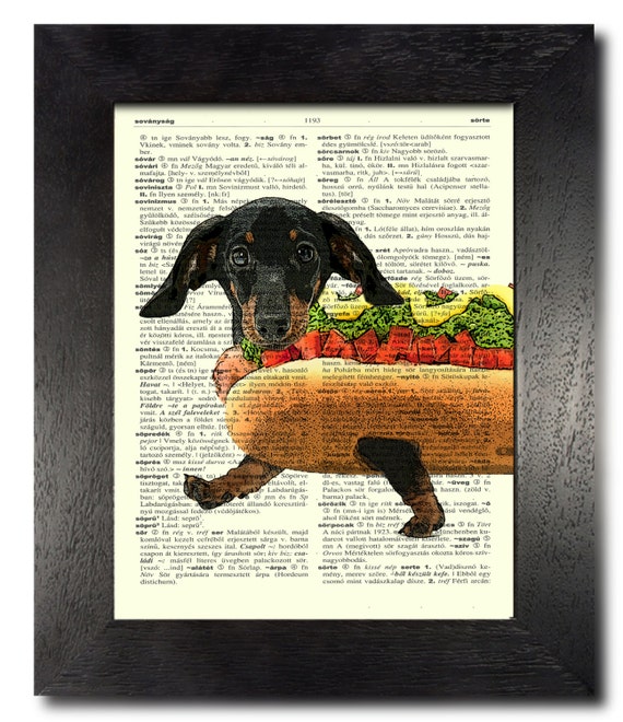 DACHSHUND Wiener Dog Print Art Book Art Hot Dog by MoonlitSol