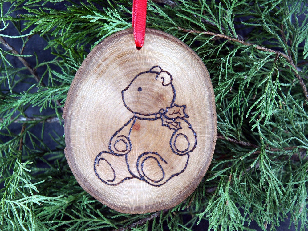 Teddy Bear Handmade wooden ornament.