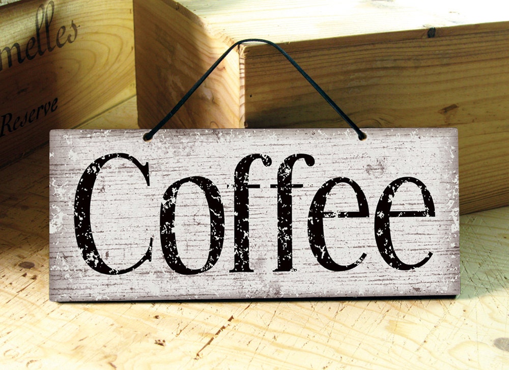 Wall Sign in Brown & White. Coffee Sign. Modern. Rustic.