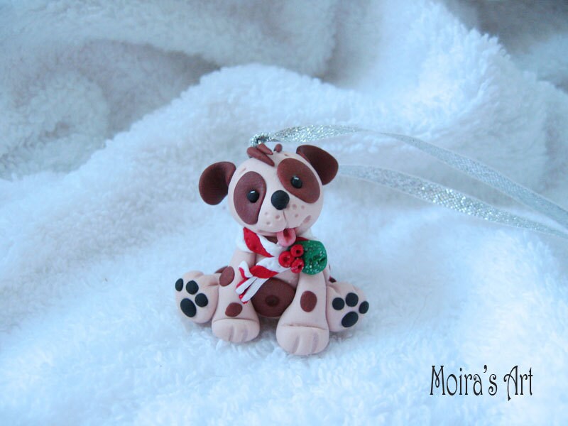 Christmas puppy dog ornament, puppy dog figurine, Christmas decoration, Christmas ornament, Christmas gift ideas