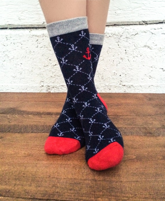 Anchor Socks - Nautical - Fun, colorful socks - Dress Socks - casual socks