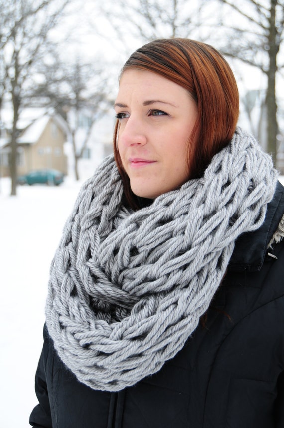 Super Bulky Arm Knit Infinity Scarf Cowl in by TigerTigerKnits